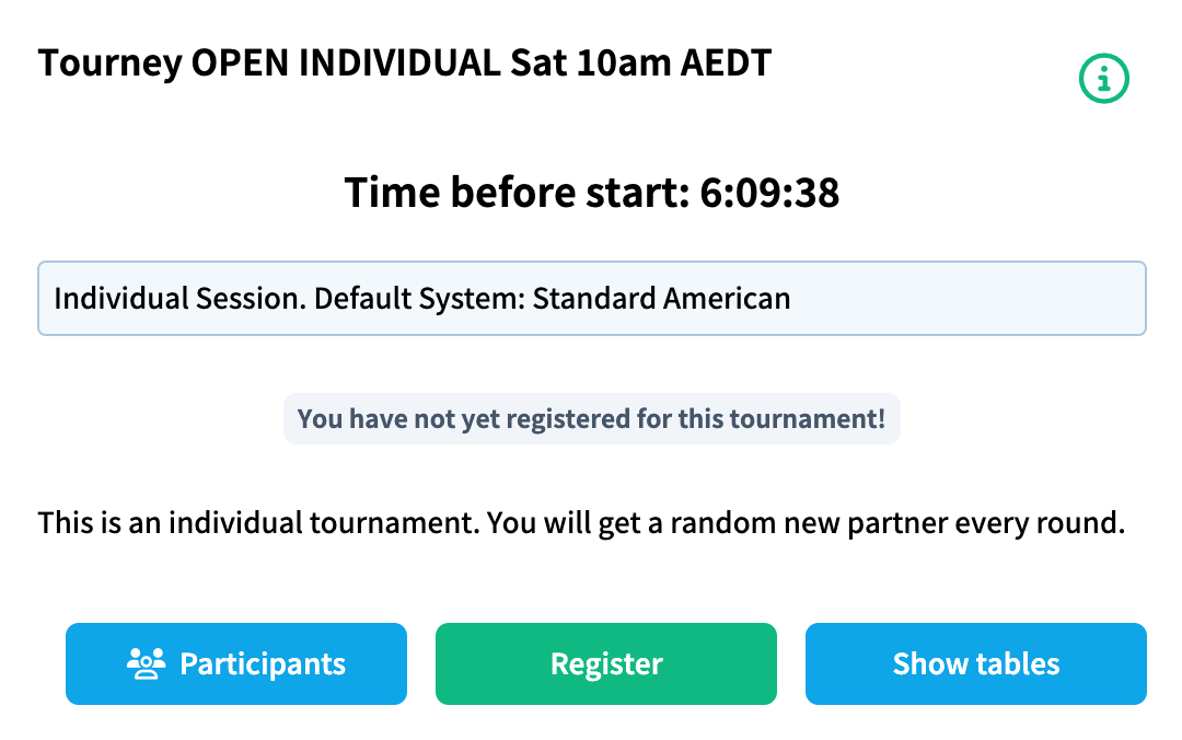 Tournament information